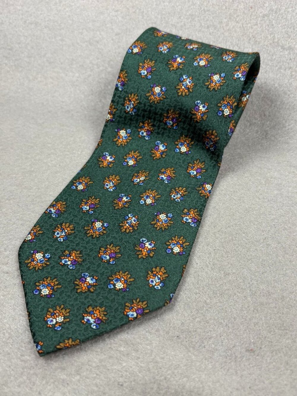 Valentino Cravatte Floral Silk Tie Green Blue Orange Made in Italy 3.75"